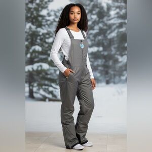 AQ Arctic Quest Ladies NWT Heather Grey Snow Bib, XL, water & wind resistant